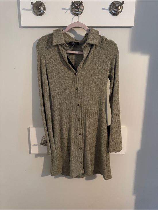 Lulus Dresses & Skirts - NWT Lulu's Olive Ribbed Button-Front Longline Cardigan